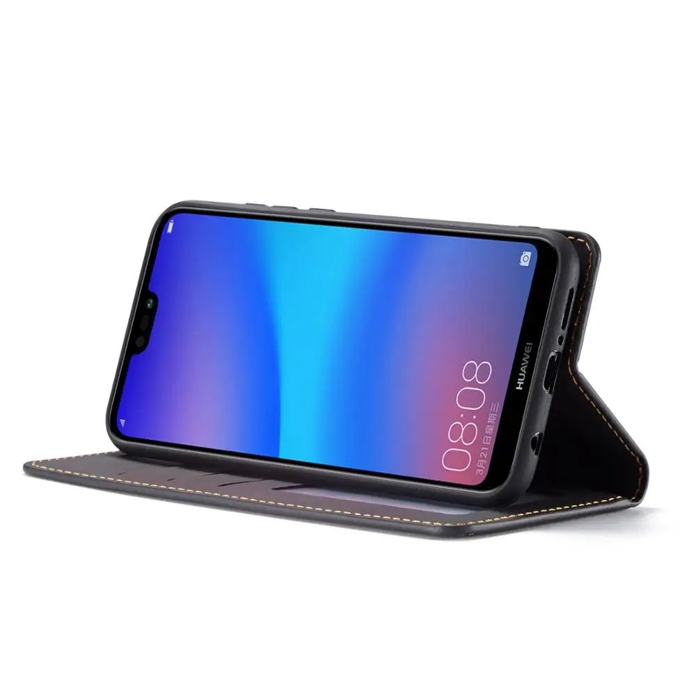 Роскошный деловой кожаный чехол для телефона Huawei P20 Pro с магнитным бумажником Lite