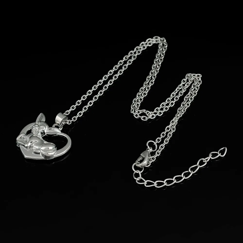 Ожерелье для щенка чихуахуа с посеребренной подвеской в форме сердца|silver