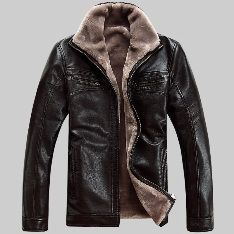 

Men's business vertical collar leather coat new style
