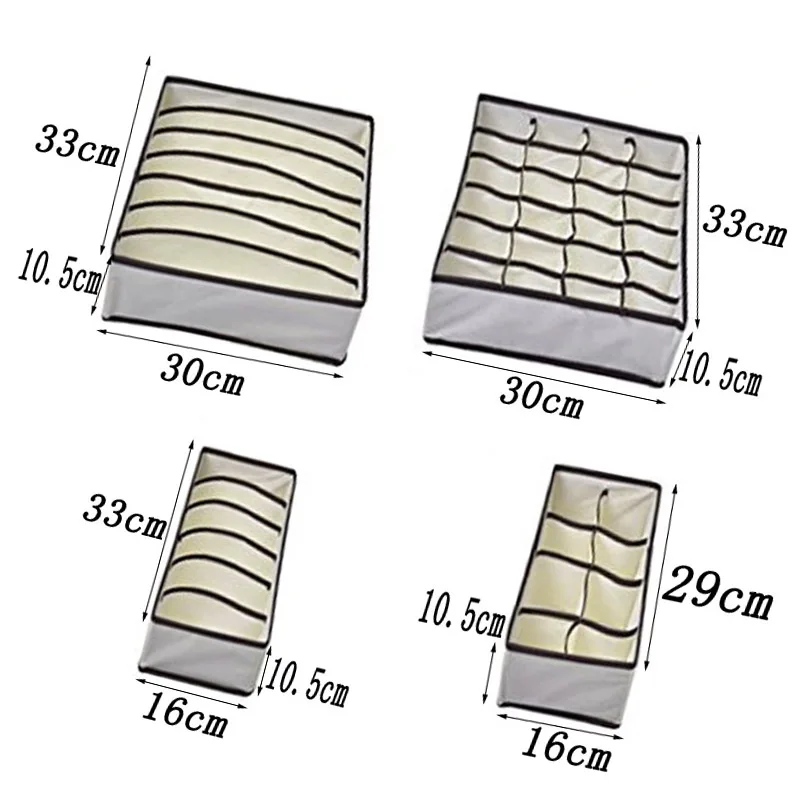 Коробка для хранения 4 шт. Нетканая бежевая складная с выдвижными ящиками