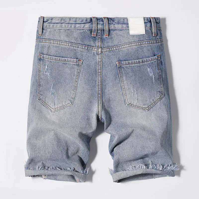 

Biker jeans 2019 new Men's Denim Shorts Men's large size Washed Men's Modis Five-point pants Ripped jeans for Men Size 28-38
