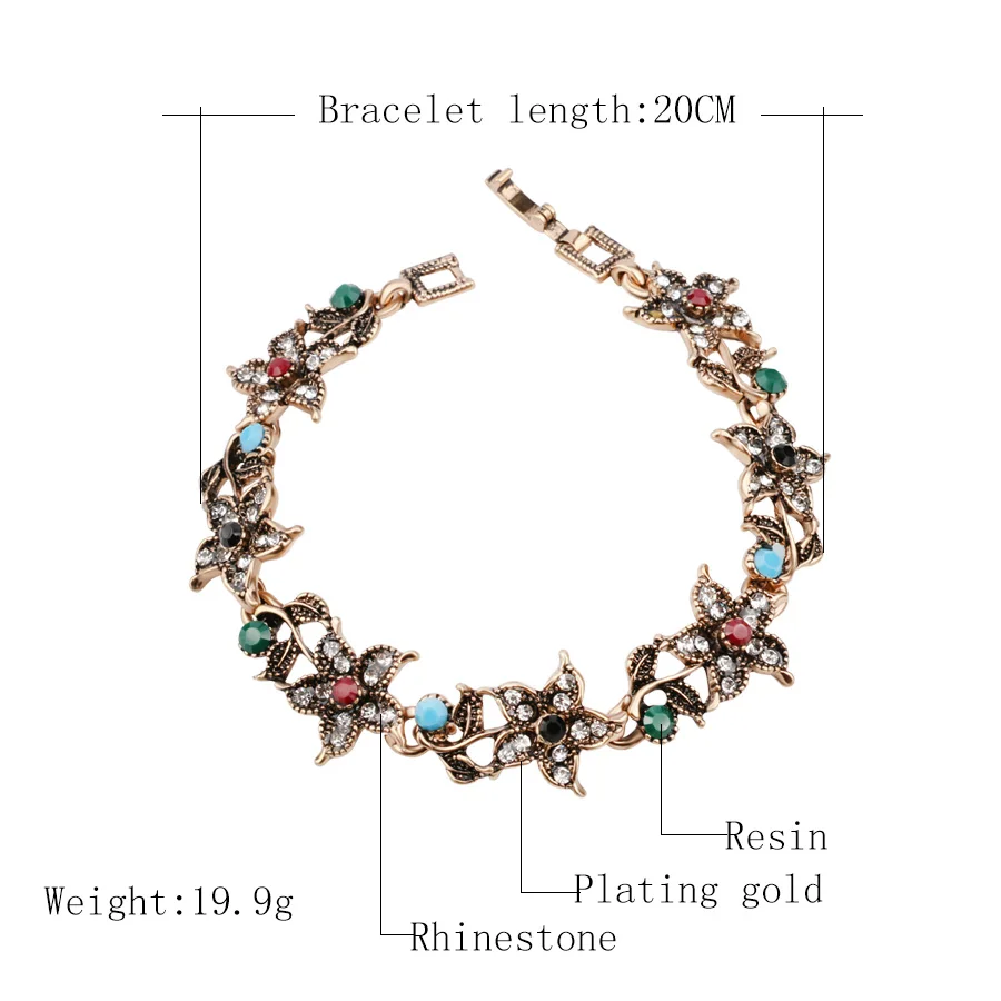 Женский винтажный браслет цветной золотой из смолы в богемном стиле с белыми