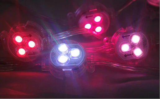 Waterproof IP68 SMD 5050 RGB WS2811 IC LED Module String Exposed Point Light Source DC 12V Pixel 30MM Diameter 100pcs | Лампы и