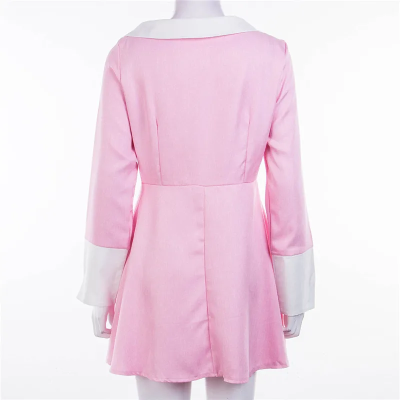 Модное женское платье из полиэстера облегающее с отложным воротником на