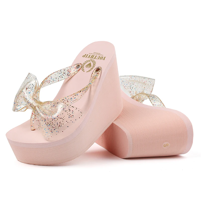 Женские тапочки на высоком каблуке аппликация бант Новое поступление 2017 года |