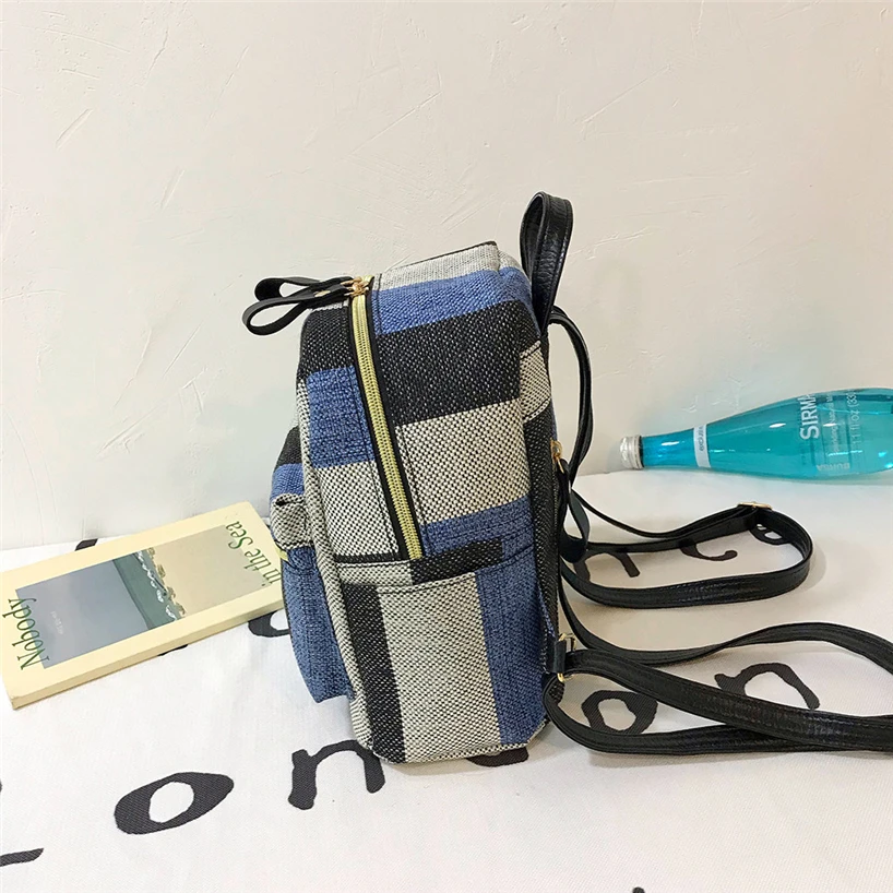 Aelicy клетчатый холщовый рюкзак маленькая студенческая мини сумка на молнии