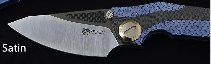 blue and satin Новые доспехи VENOM ножи M390 сталь+ CF складной нож охотничий карманный нож для выживания титановая и углеродная ручка с torix - Цвет: blue and satin