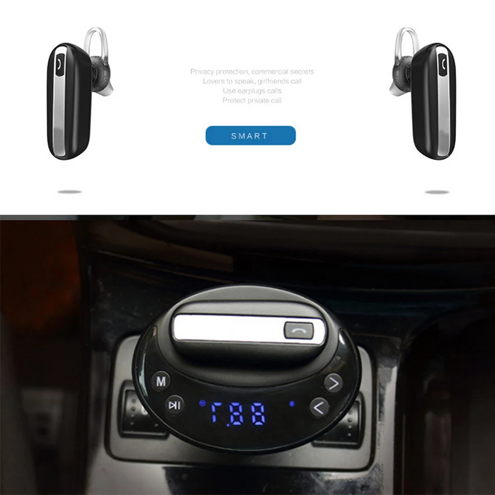 

Car Bluetooth MP3 Quick Charger Handsfree Music Player High Quality FM Transmitter Headset Dual USB with Luminous Button V8