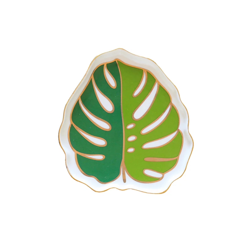 Monstera - L Ананас Фламинго торт керамическая тарелка блюдо декоративная фарфоровая тарелка для хранения ювелирных изделий десерт лоток кольцо безделушка блюдо посуда - Цвет: Monstera - L