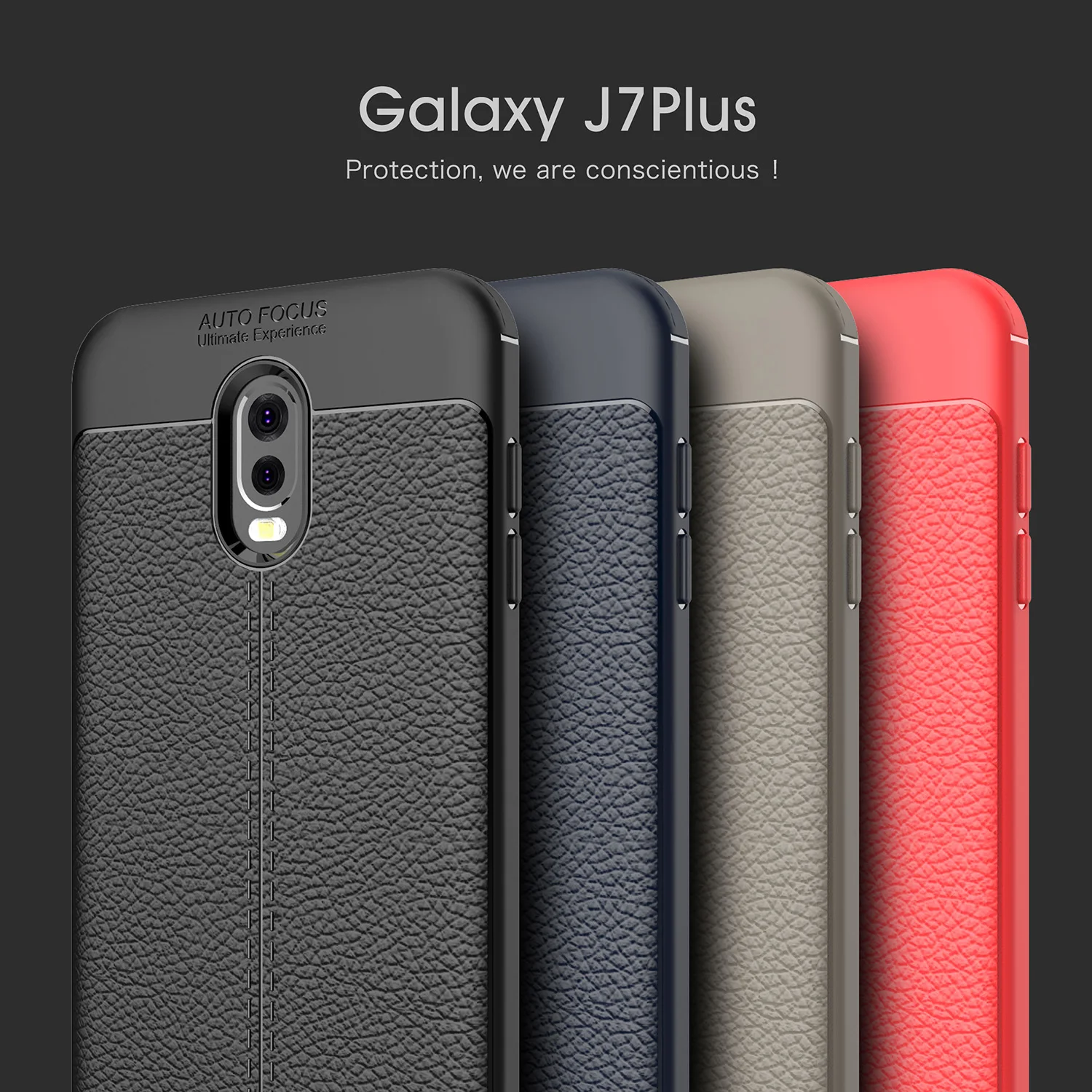 Чехол бампер для Samsung Galaxy J7 Plus + SM C710F/DS Funda мягкий силиконовый кожаный чехол TPU
