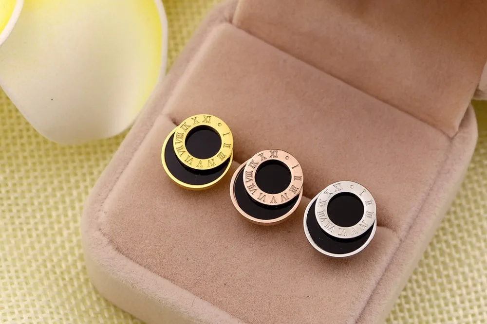 Женские серьги гвоздики из нержавеющей стали с римскими цифрами|earrings women|brand