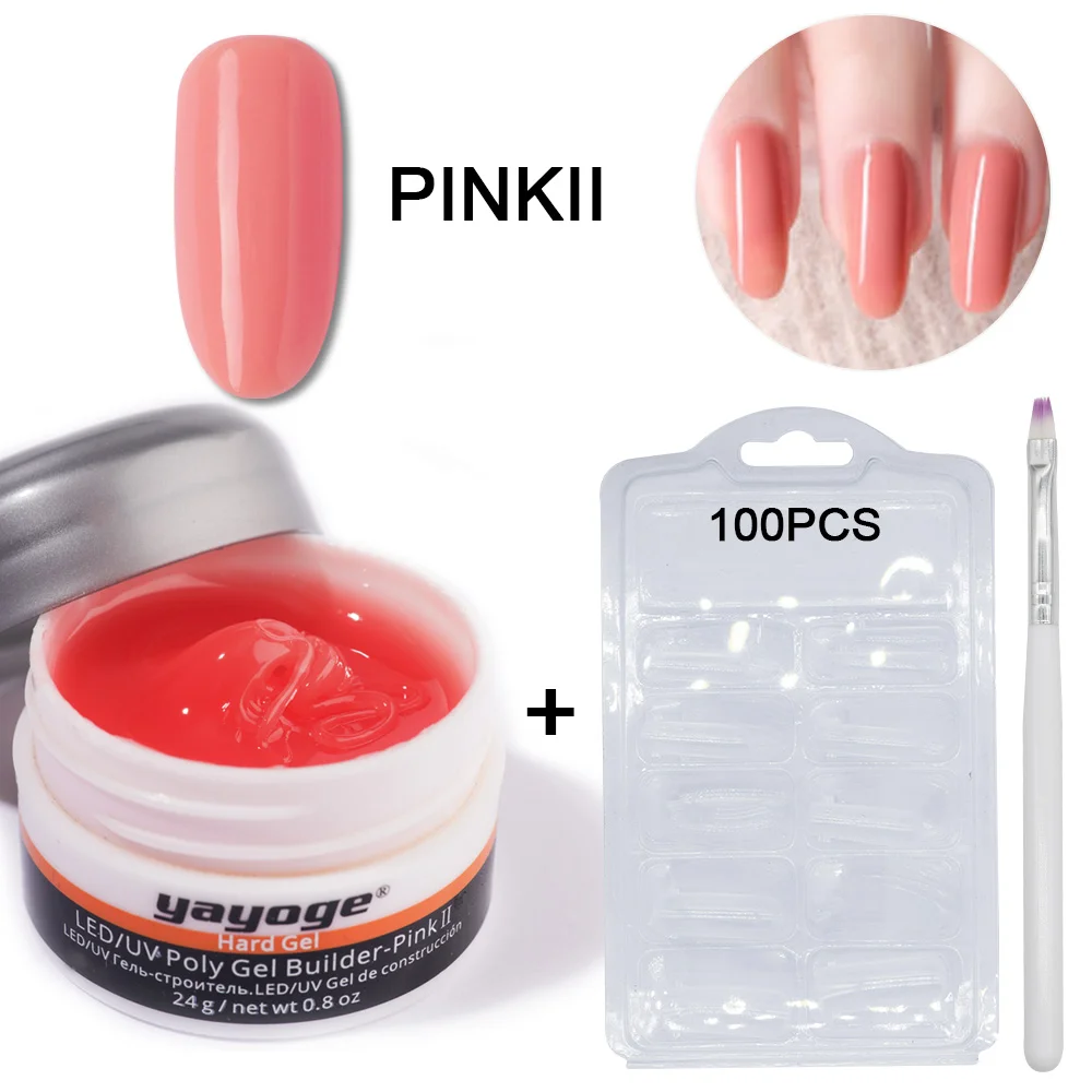 X17-Set01-pink2 Yayoge 24 мл набор гелей лак для наращивания пальцев uv гель-лак клей для замачивания краски кисти для дизайна ногтей - Цвет: X17-Set01-pink2