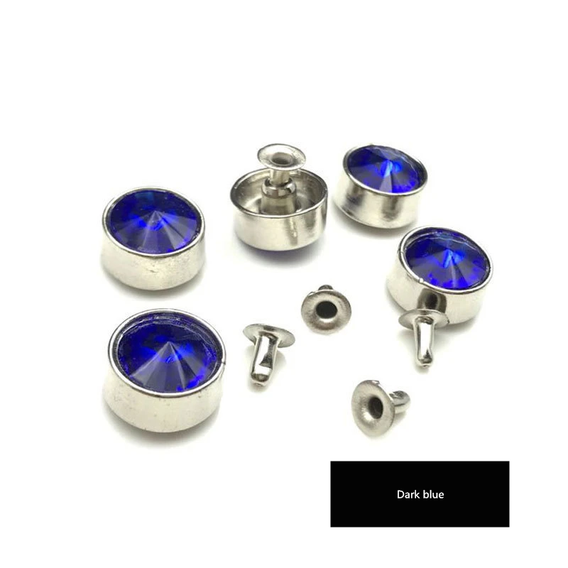 Deep blue 10 шт./компл. разных цветов, с металлическими заклепками; с шипами DIY Одежда Обувь ремесла украшения заклепки из горного хрусталя, с блестками, Круглый Leatherl гвоздь заклепка - Цвет: Deep blue