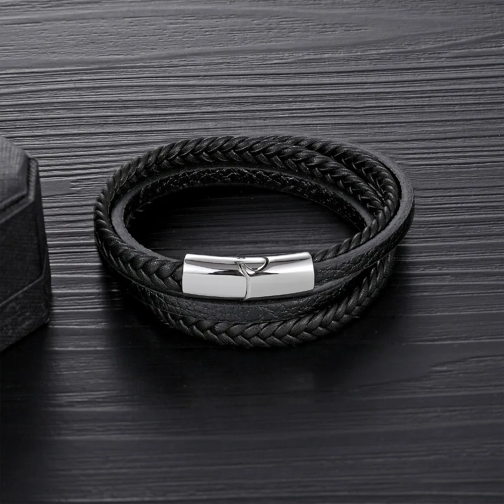 Новинка 2018 модные браслеты плетеная веревка из черной кожи для мужчин и женщин