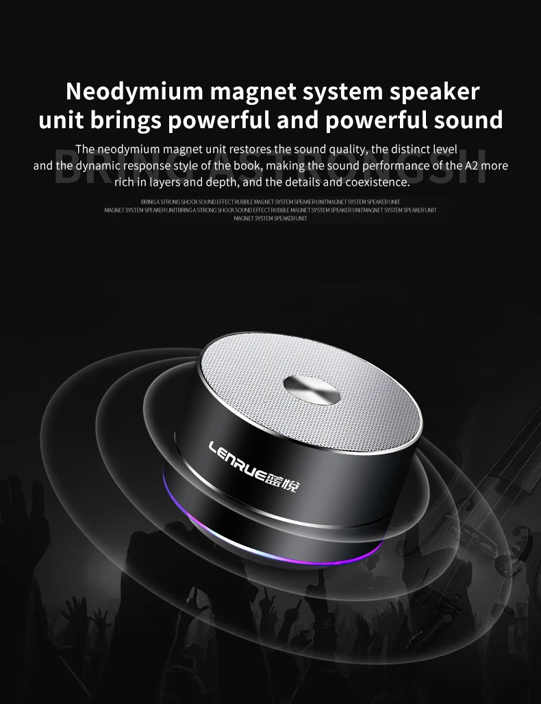 Портативный беспроводной Bluetooth динамик стерео портативный светодиодный s Hifi динамик MP3 мини сабвуфер умная Колонка громкий динамик A2