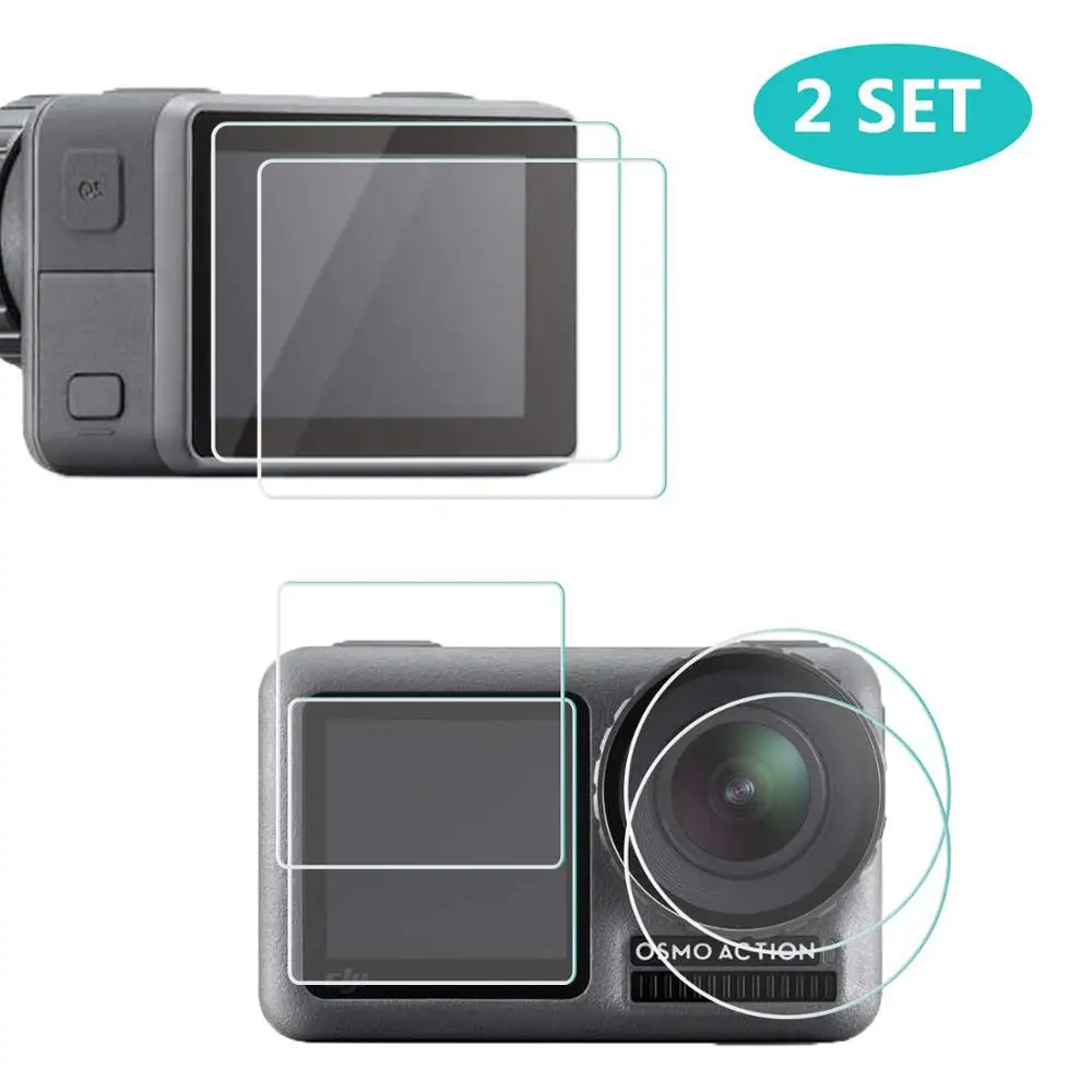 Светло-серый Full Screen Protector for DJI Osmo Action,2-Pack 9H Hardness Anti-Scratch Tempered Glass Screen lens protector Accessories - Цвет: Светло-серый