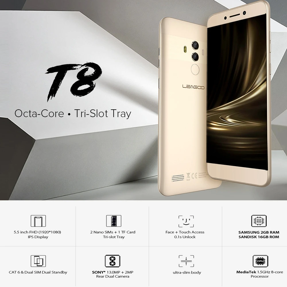 LEAGOO T8 2 Гб 16 4G мобильный телефон Android 8 1 MT6750T Восьмиядерный 5 ''FHD 16:9 разблокировка