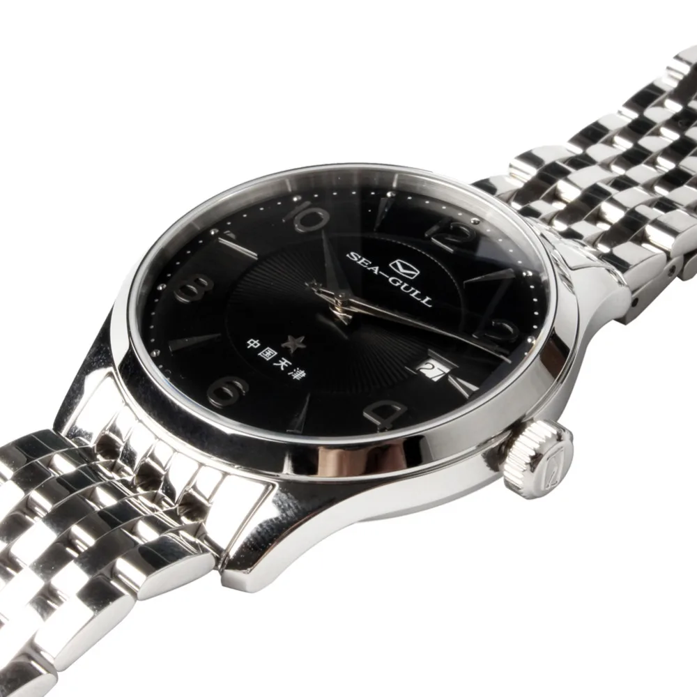 Sea-gull Специальное ограниченное юбилейное издание 60-летие Китая первые автоматические нарядные часы 816,661 черный циферблат