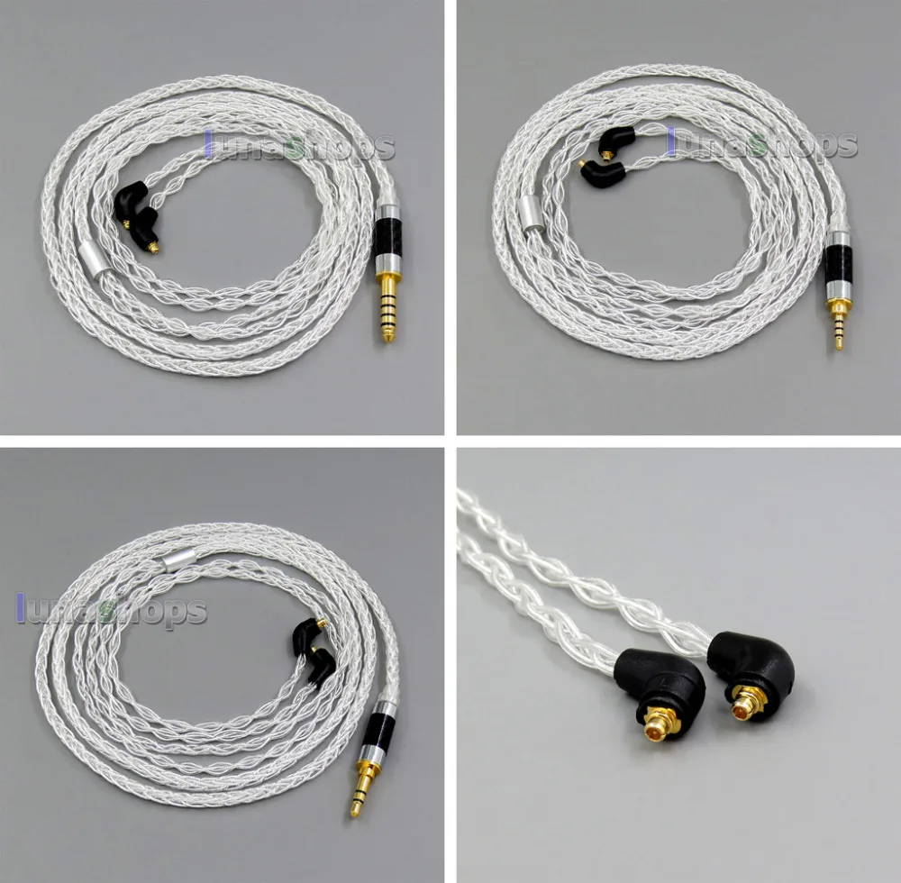 

8 core 2.5mm 3.5mm 4.4mm Pure Silver Plated OCC Earphone Cable For Etymotic ER4SR ER4XR ER3XR ER3SE ER2XR ER2SE LN006123