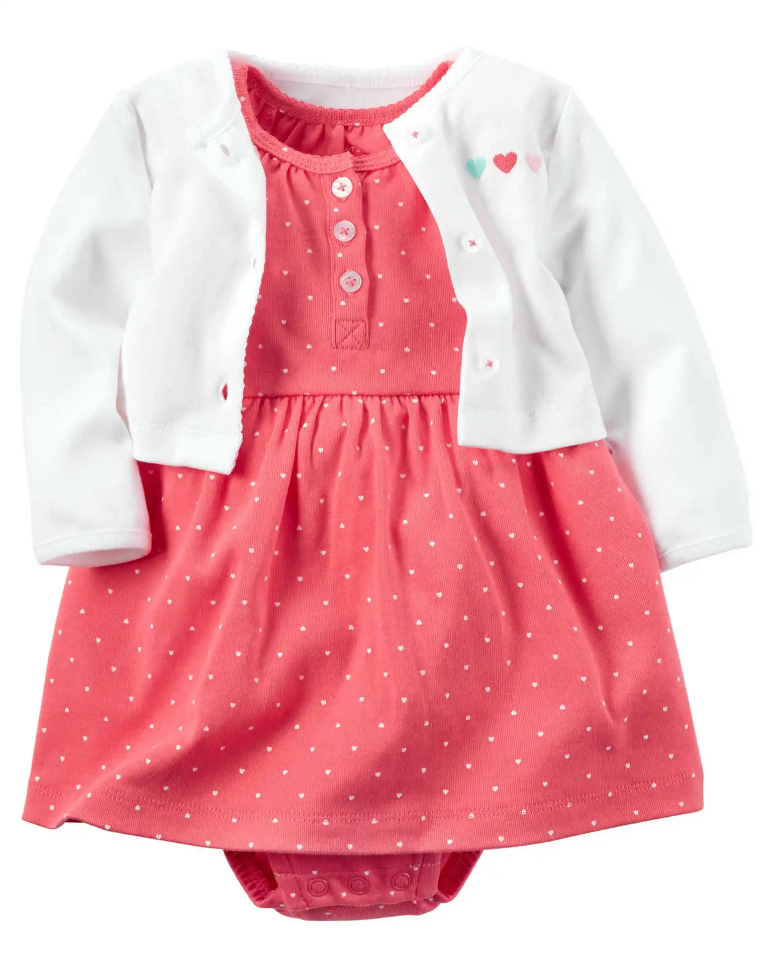 Одежда для малышей; Carter's designs; комплект из платья-боди+ пальто - Цвет: White