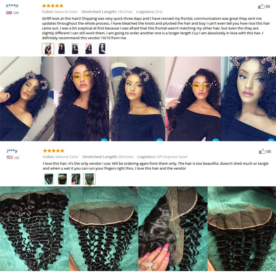 

Fabc Hair Brazilian Human Hair Weave Bundles Deep Wave 3 Bundles With Lace Frontal Pre Plucked Free Part Non-remy Natural Black