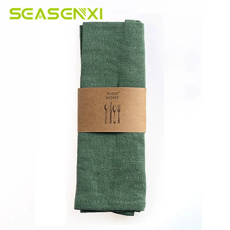Dark green Из хлопка и льна ткань Столовая салфетка домашнее платье Свадебная вечеринка Кухня чашки салфетки для посуды настольная декоративная платок Полотенца 30x42 см - Цвет: Dark green