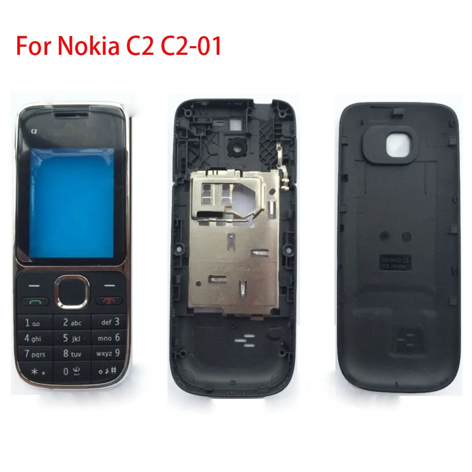 BINYEAE New Plastic Full Housing For Nokia C2 C2-01 Battery Cover Front+Middle Frame Keypad | Мобильные телефоны и