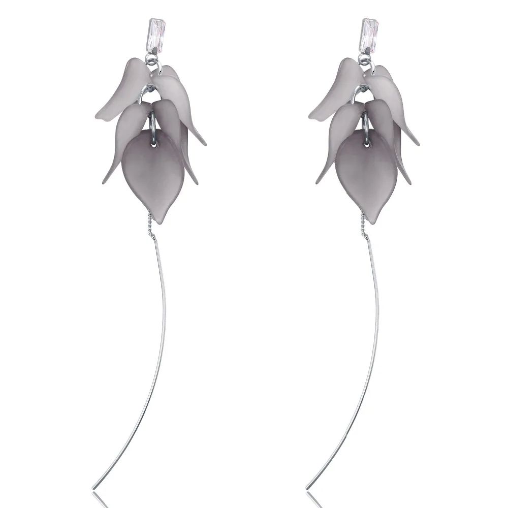 NanBo Fashion long Feather dangle earrings with stones simple drop cube crystal jewelry Flower women gifts | Украшения и