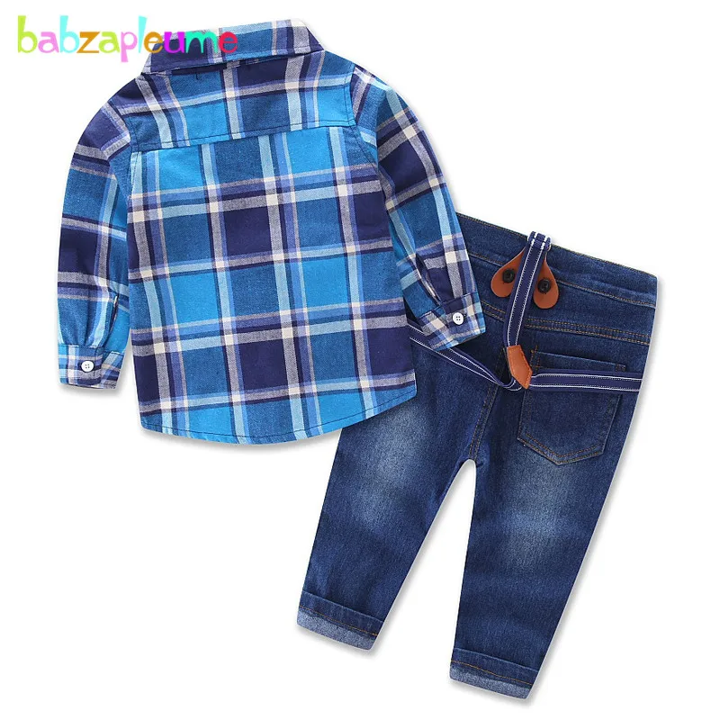 2Piece/2-7Years/Spring Autumn Baby Boys Clothing Sets Toddler Outfit Casual Plaid Shirt+Jeans Children Clothes Kids Suits BC1343 | Детская