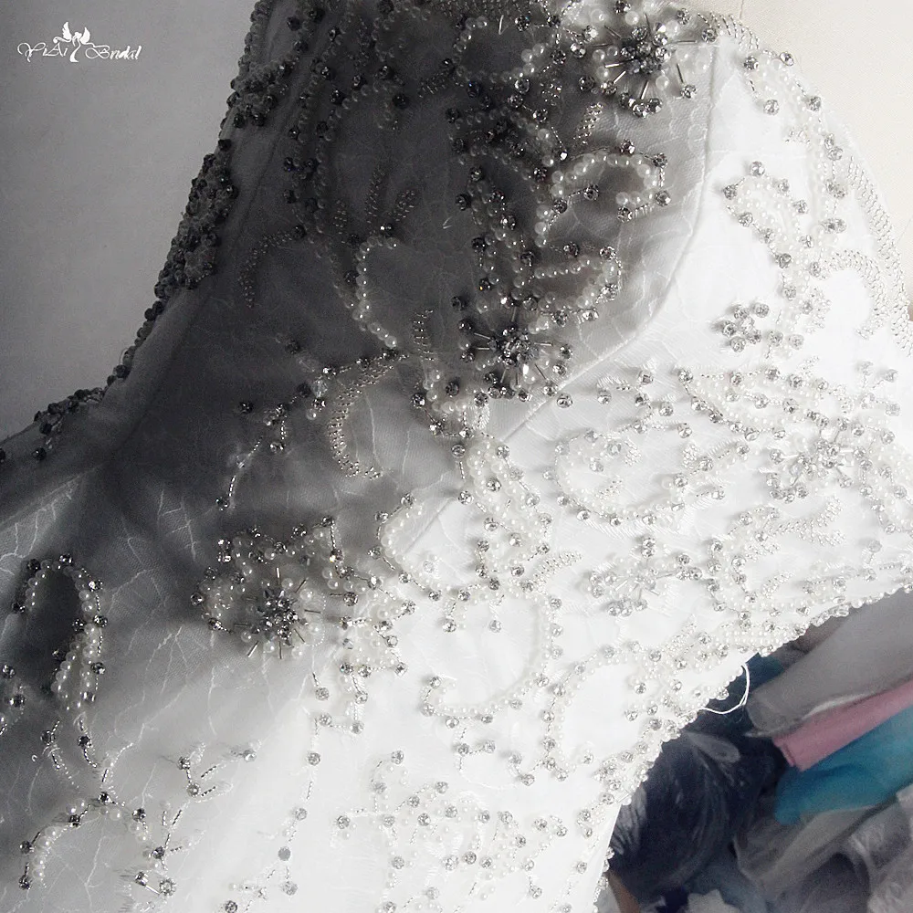 RSW1327 реальные фотографии Yiaibridal ТРАПЕЦИЕВИДНОЕ свадебное платье из тюля с бисером
