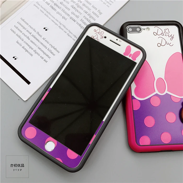 Для iphone XS Max Милые ромашки пленка из закаленного стекла для iphone X XR 6 7 8 Плюс Минни Сейлор Мун чехол+ мультфильм бампер бретели нижнего белья