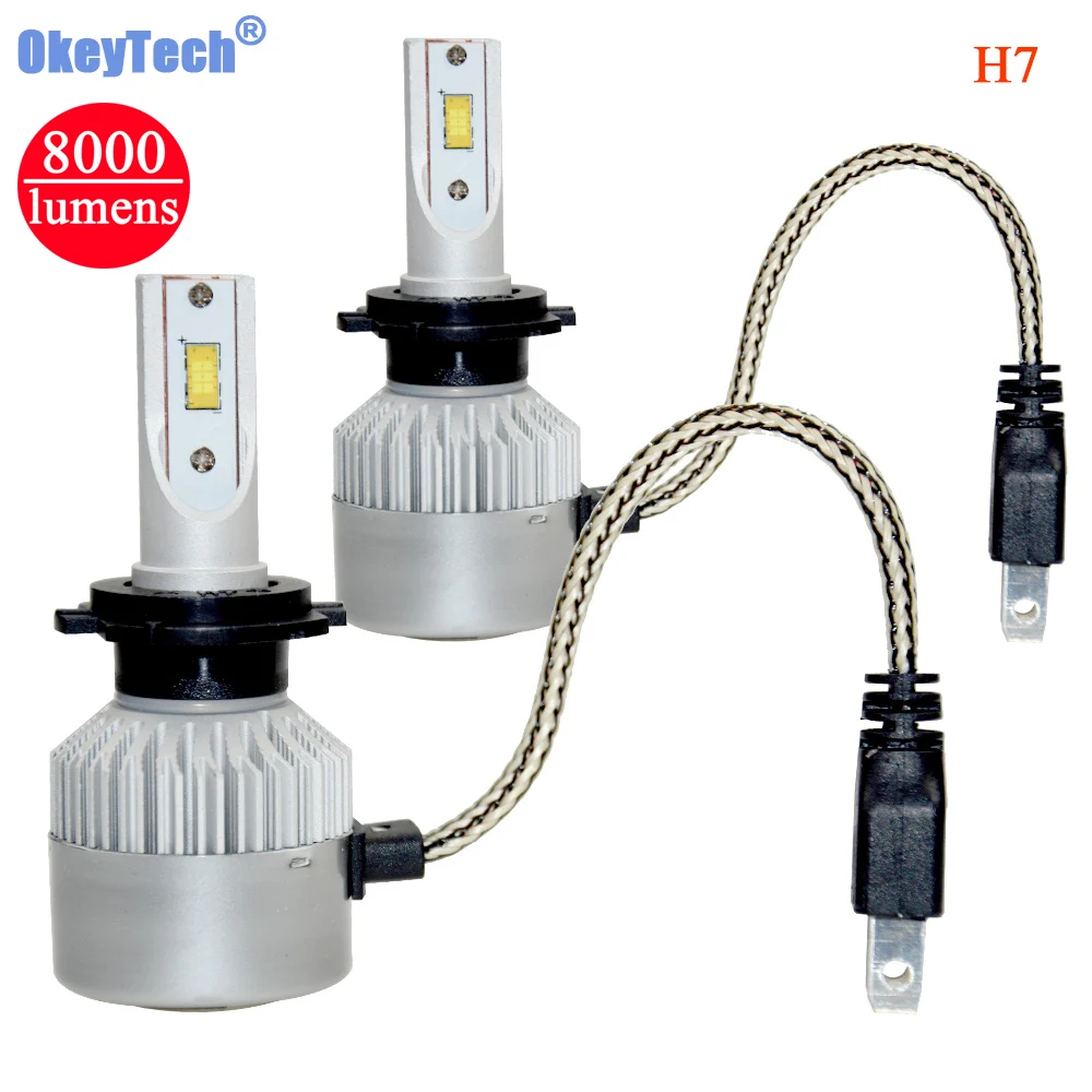 OkeyTech H7 лампы для фар 72 Вт 6000 К CSP чип LED 9 ~ 36 В фара противотуманная 8000лм однолучевая