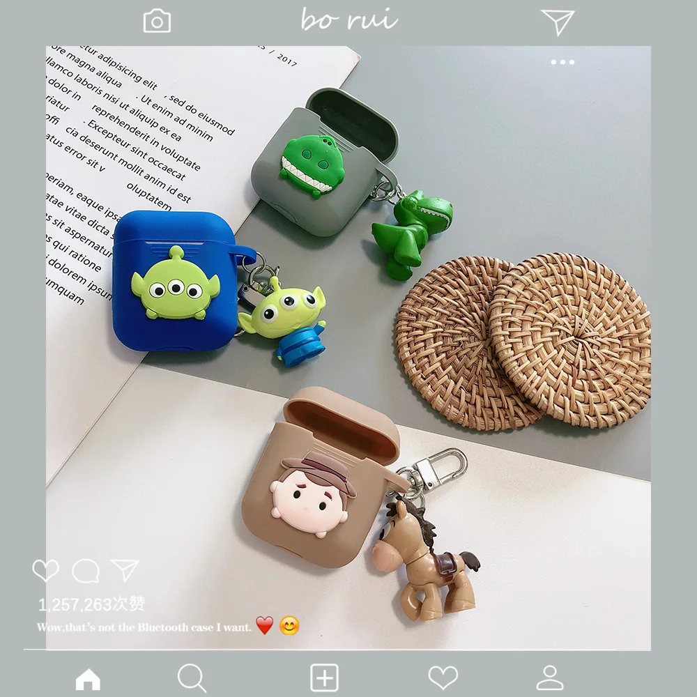 Горячая История игрушек Airpods брелок 3D Динозавр Дейзи Hudi чехол для наушников для Apple Airpods 1 2 Защитная силиконовая крышка брелок