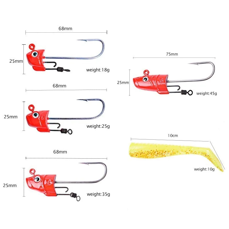 Mavllos 18g/25g/35g/45 г Пуэр чай (Lead Jig Head приманки металлический крюк черный блесна для
