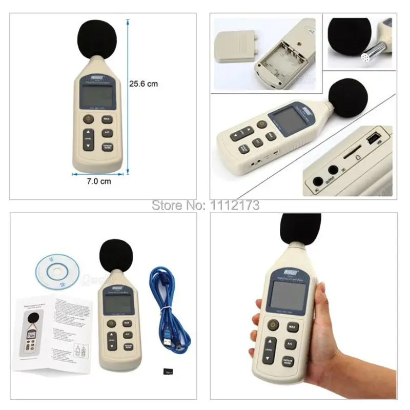 WS1361 30 130dB LCD цифровой измеритель уровня звука шума децибел мониторинг Регистратор