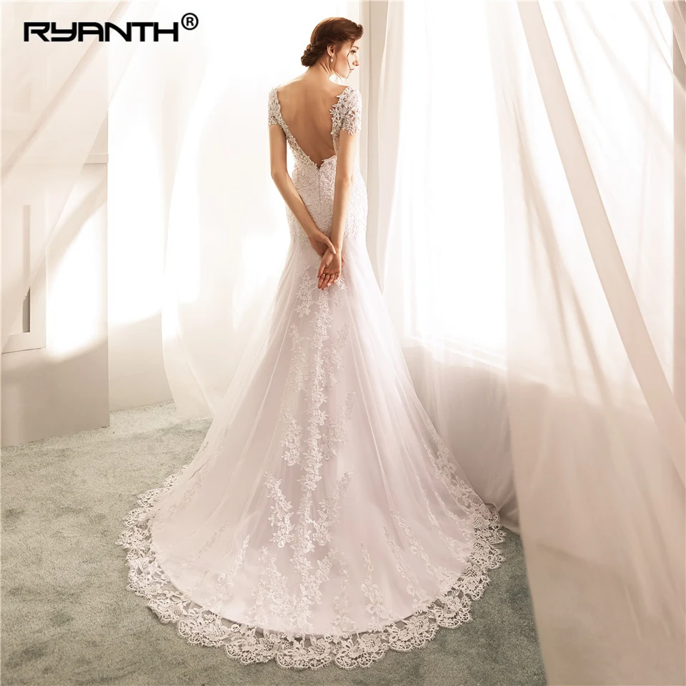 Сексуальное свадебное платье Vestido De Noiva короткие рукава Русалка хит продаж
