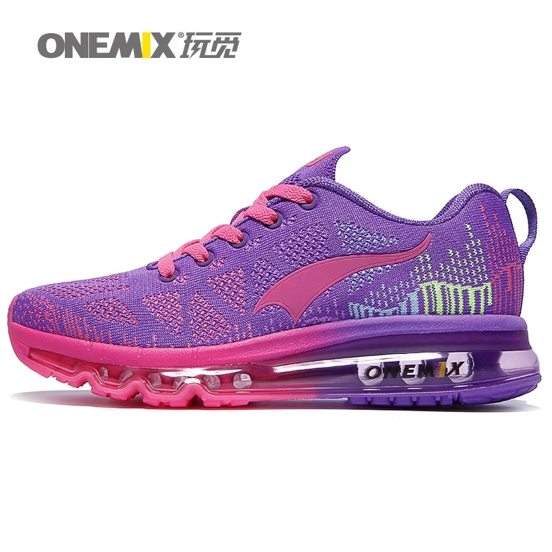Purple Red ONEMIX, Мужская теннисная обувь, женская обувь из сетчатого материала, трендовые спортивные кроссовки, спортивная обувь на подушке, уличные Прогулочные кроссовки, 42 - Цвет: Purple Red