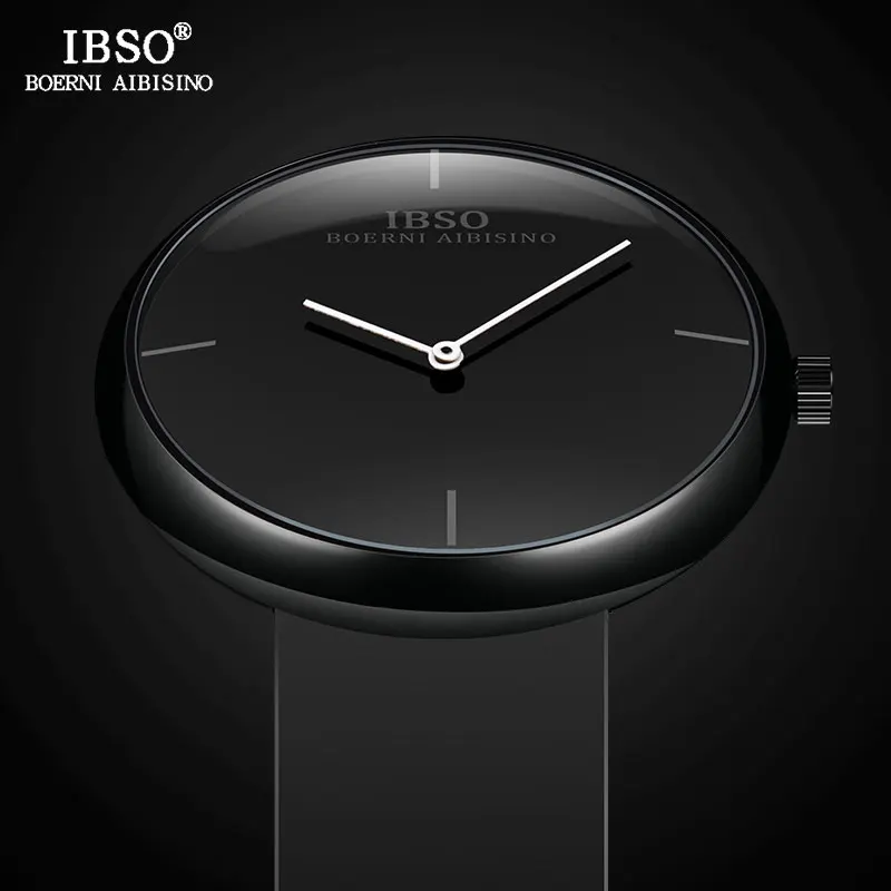 IBSO брендовые Креативные мужские часы с двойной выпуклой конструкцией 2019 черный