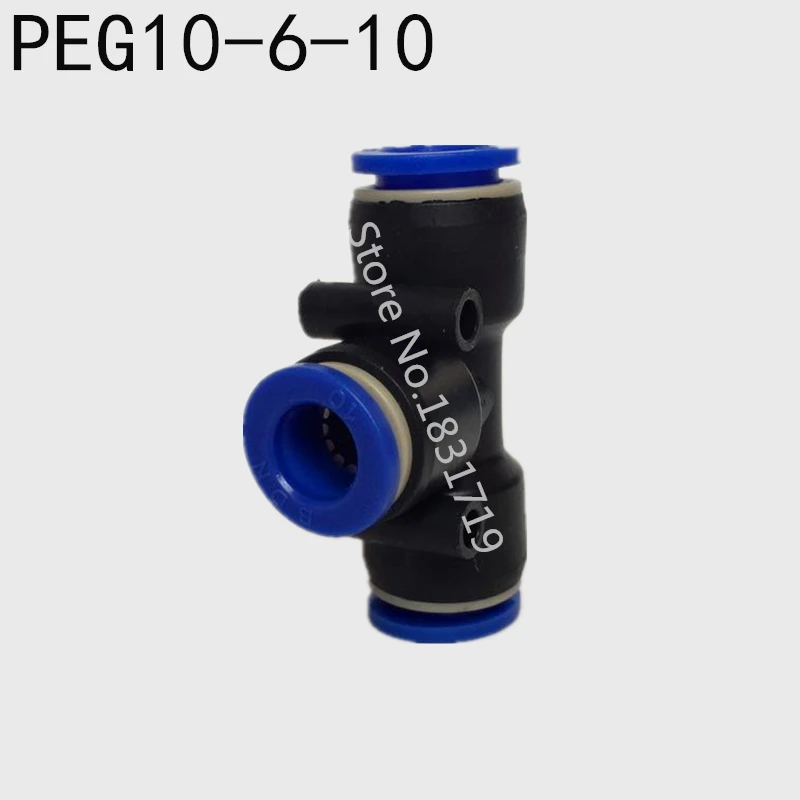 

20PCS PEG10-6-10 Tee Reduced Union Tube OD 10-6-10mm PEG10-6 Pneumatic fast plug type T three diameter thread pneumatic joint