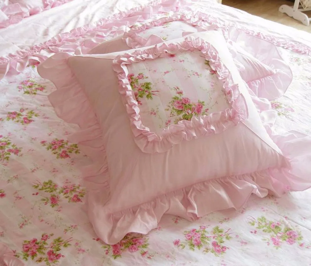 Роскошный розовый цветочный Комплект принцессы двуспальный полный королевский