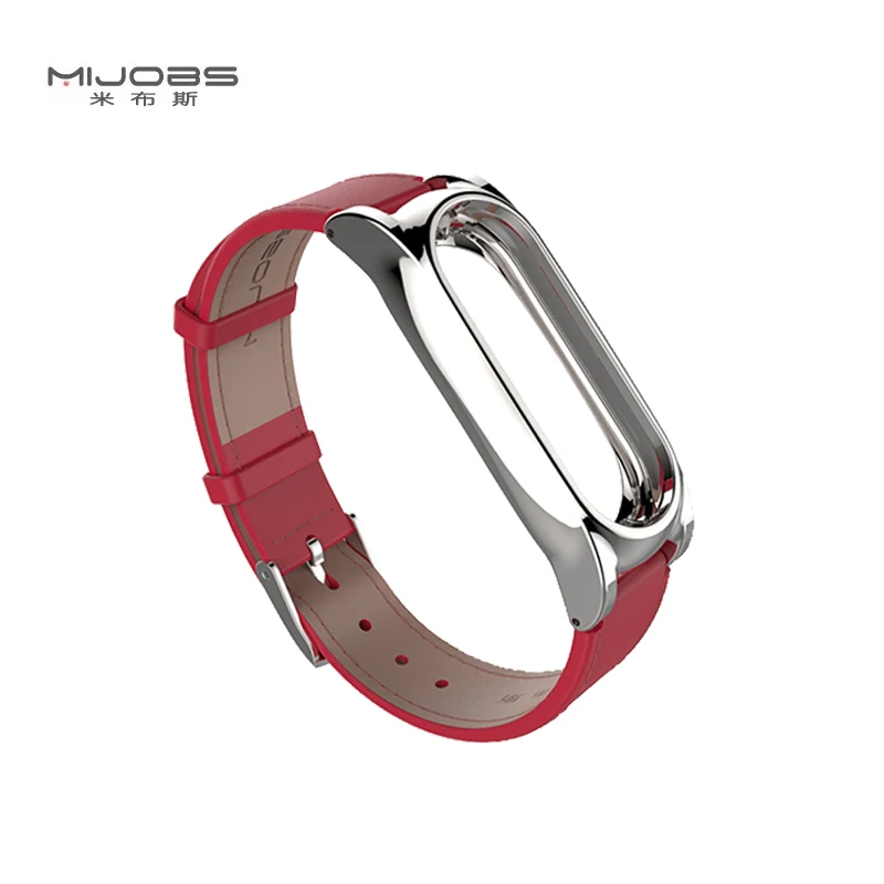 Оригинальный кожаный ремешок Mijobs для Xiaomi Mi Band 2 на запястье смарт браслет Miband