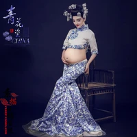 china qing hua ci blue white porcelain chinese style thematic photography costume pregnant mummy costume hanfu for women