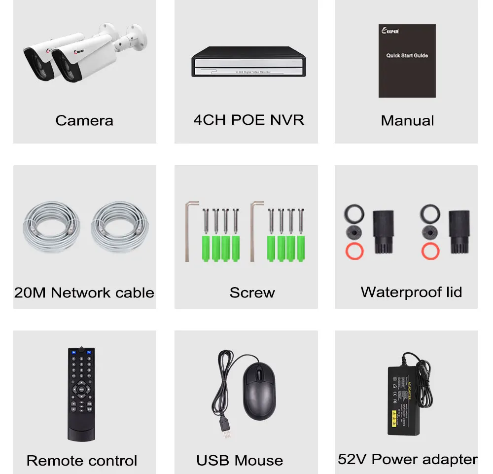 Хранитель 4CH 1080P HDMI POE NVR CCTV система 2MP уличная ip-камера IP66 P2P Onvif комплект видеонаблюдения для обнаружения движения APP View 4 - Цвет: 2