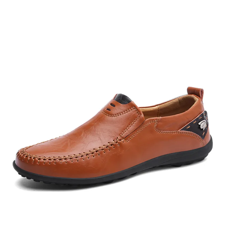 Genuine Leather Men Shoes Moccasin Flats Breathable Casual Italian Loafers Comfortable Driving Size 47 | Обувь