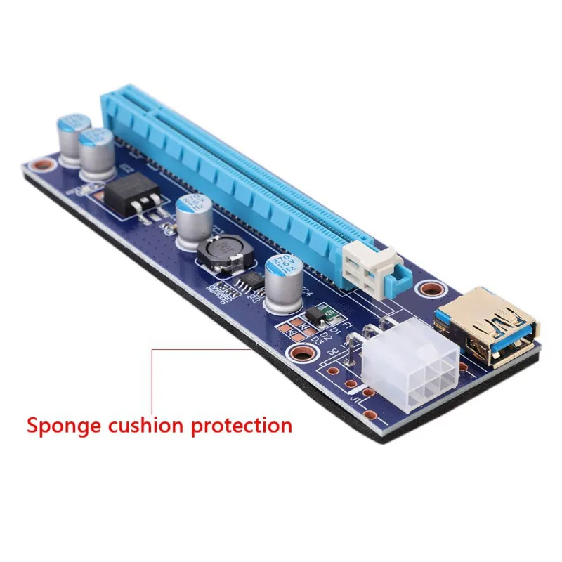 EDAL PCI E 009S Райзер 6 Pin 16X для майнинга BTC с 3 светодиодными Экспресс картами Sata