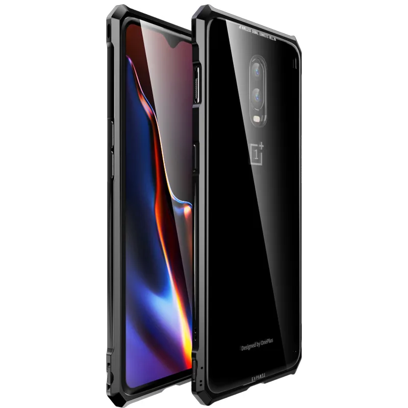 Чехол One Plus 6 T Роскошный Алюминиевый металлический бампер с рамкой + прозрачная