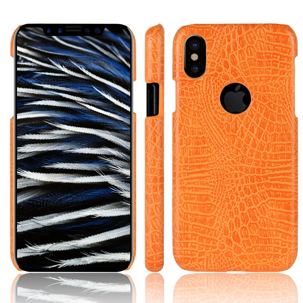 Роскошный чехол из кожи с текстурой крокодила и змеиной кожи для телефона Apple iPhone X.