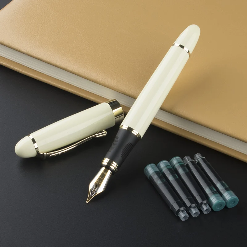 Jinhao X450 белый средний наконечник золотистого цвета перьевая ручка с горячим +