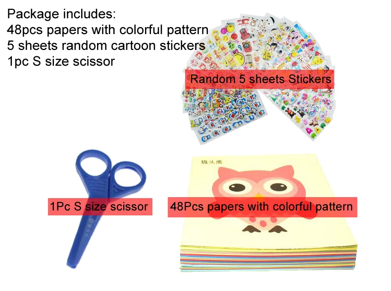 48Color 5Sticker 1S 96 шт./48 шт. Детские Мультяшные цветные бумажные складные и режущие игрушки для детей Kingergarden Art Craft DIY Развивающие игрушки GYH - Цвет: 48Color 5Sticker 1S