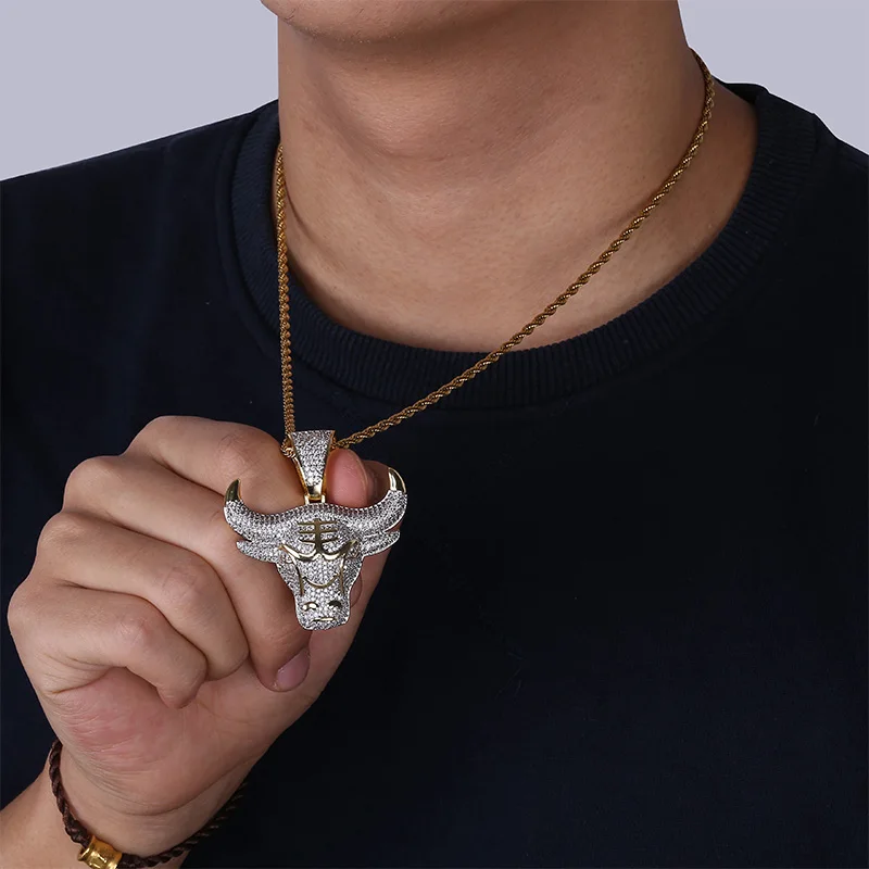 TOPGRILLZ бык демон король Золотая Серебряная цепь Iced Out CZ кулон ожерелье Мужская с теннисной цепью хип-хоп/панк модные украшения